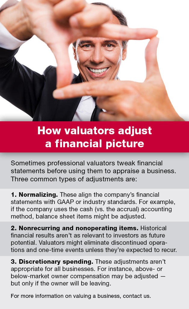 how valuators adjust a financial picture