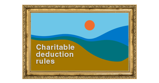 One or more substantiation rules may apply when donating art. First, if you claim a deduction of less than $250, you must get and keep a receipt from the organization and keep written records for each item contributed.

If you claim a deduction of $250 to $500, you must get and keep an acknowledgment of your contribution from the charity. It must state whether the organization gave you any goods or services in return for your contribution and include a description and good faith estimate of the value of any goods or services given.